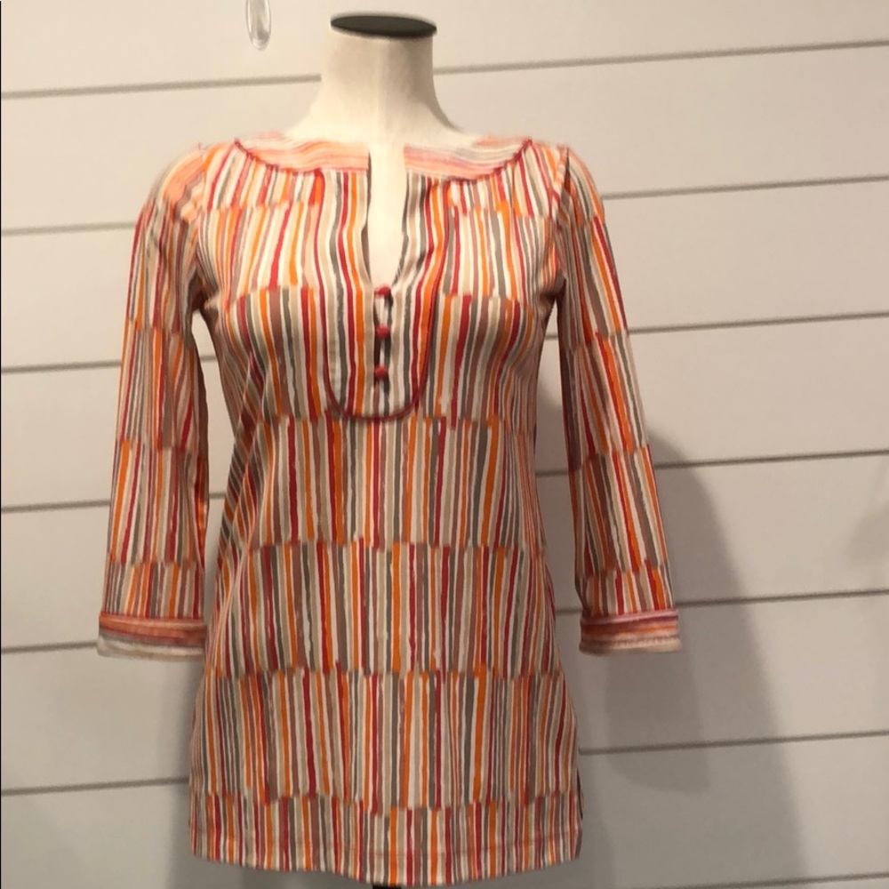 BCBGMAXAZRIA blouse orange striped XS